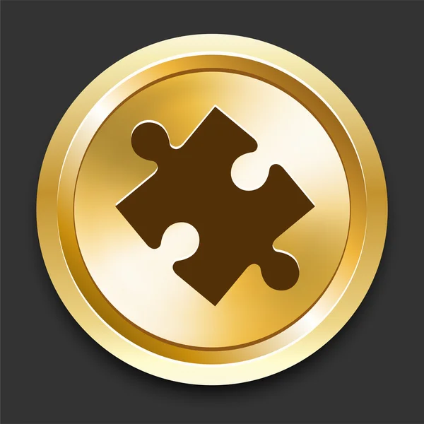 Puzzleteil auf goldenem Internet-Knopf — Stockvektor