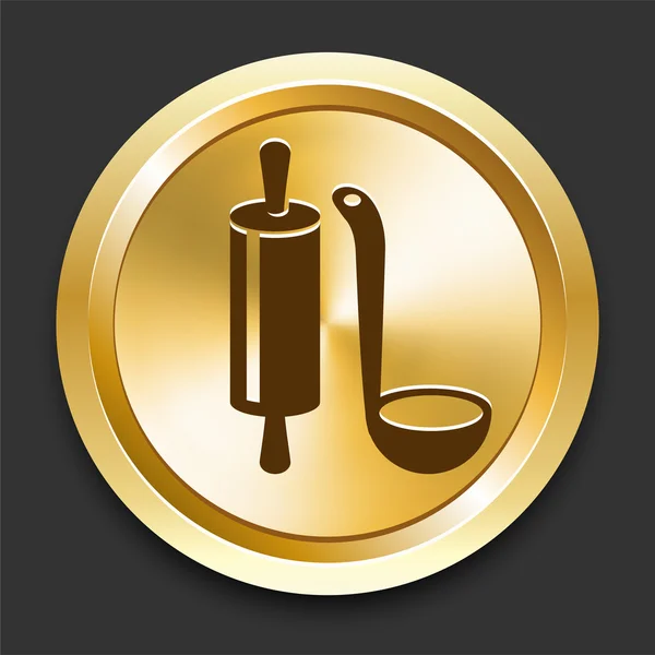 Κυλίνδρου και σέσουλα στο χρυσό κουμπί internet — Διανυσματικό Αρχείο
