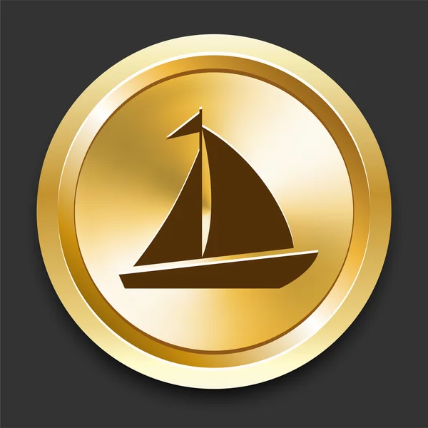 Barca a vela sul pulsante Internet dorato — Vettoriale Stock