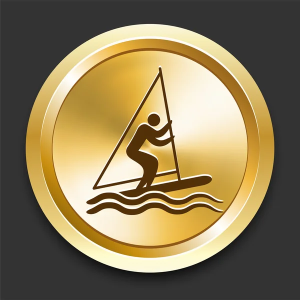 Sail on Golden Internet Button — Stock Vector