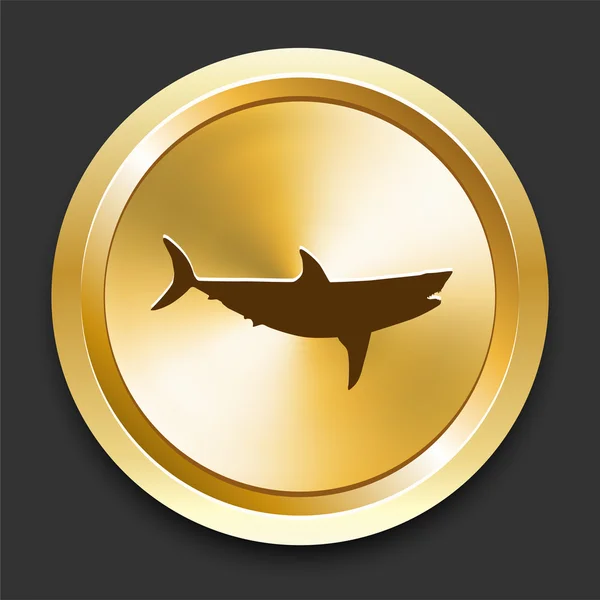 Shark on Golden Internet Button — Stock Vector