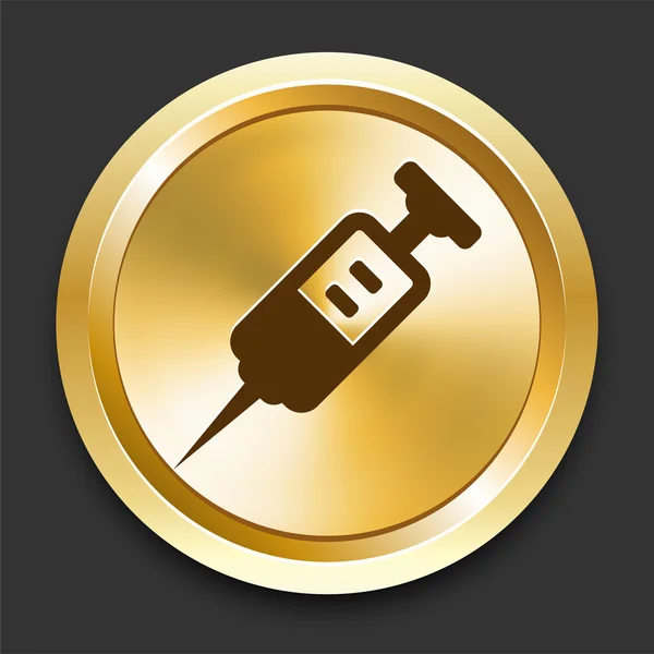 Syringe on Golden Internet Button — Stock Vector