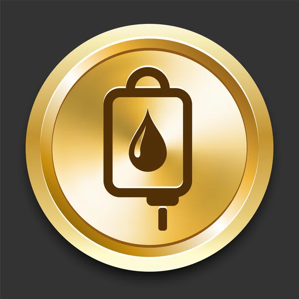 IV Blood Drip on Golden Internet Button — Stock Vector