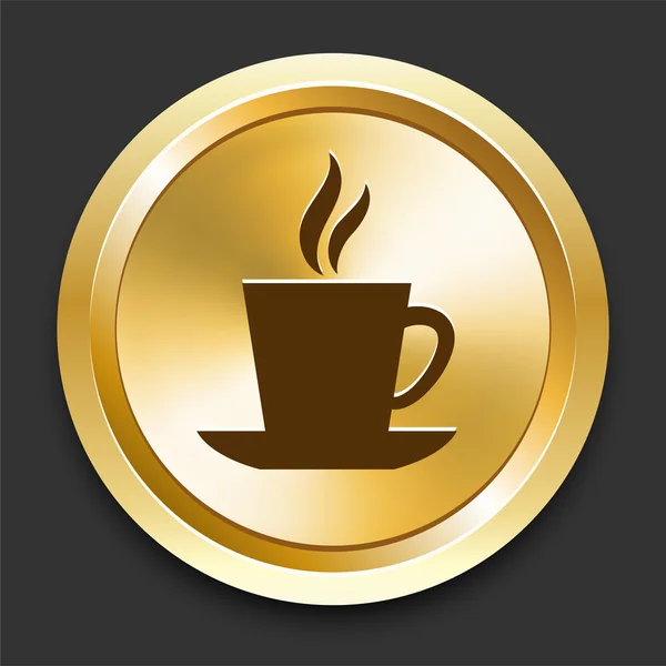 Coffee on Golden Internet Button — Stock Vector