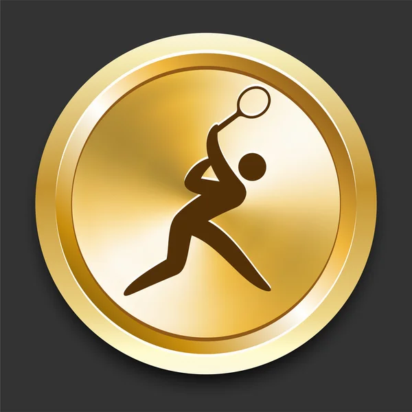 Tenis en botón de Internet de oro — Vector de stock