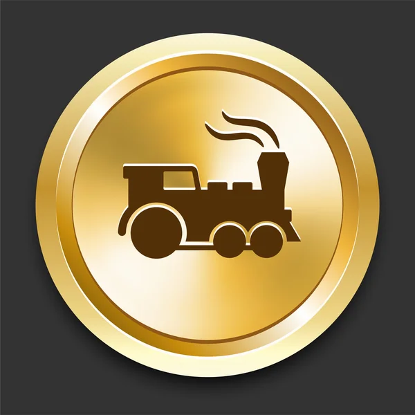 Train on Golden Internet Button — Stock Vector
