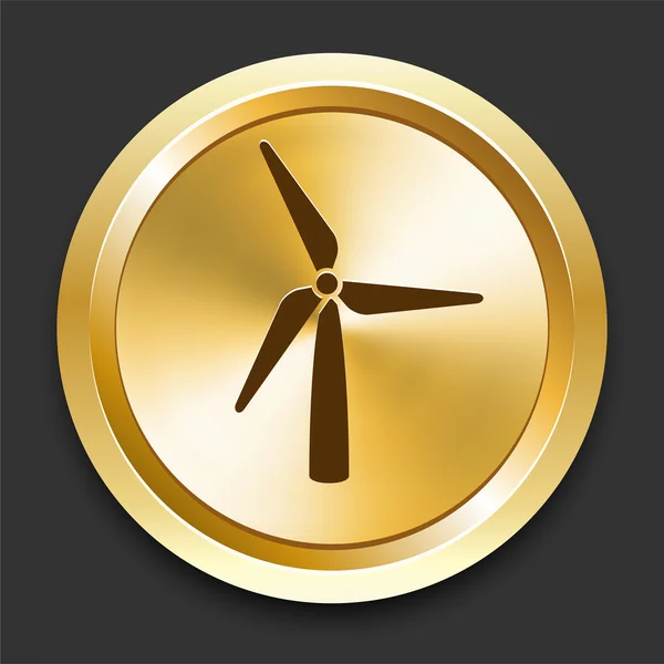 Wind Turbine on Golden Internet Button — Stock Vector