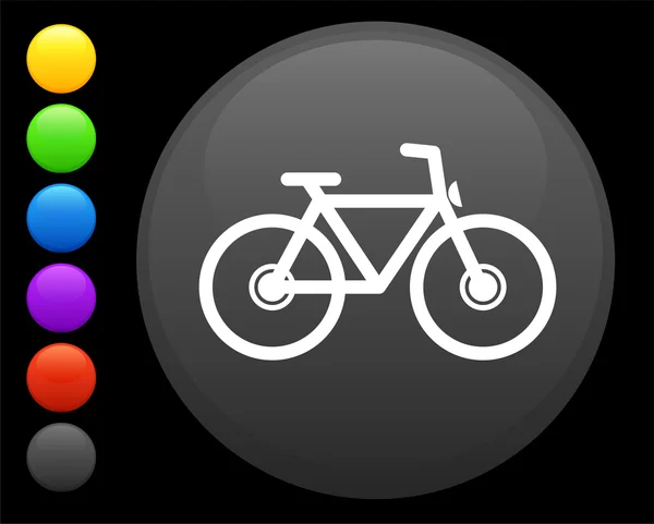 Ícone de bicicleta no botão de internet redondo — Vetor de Stock