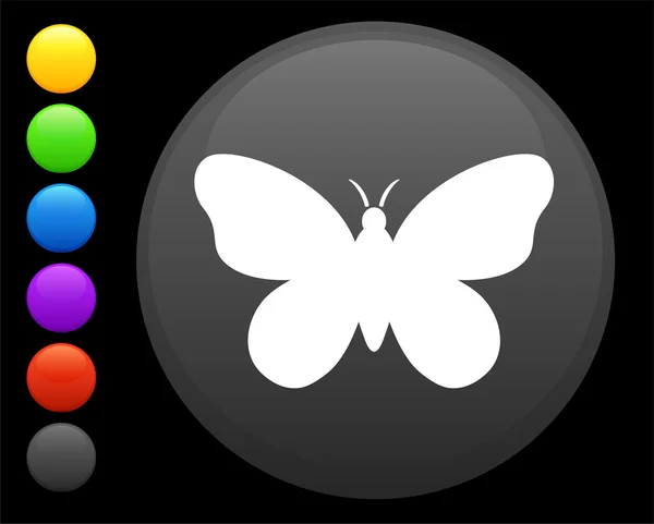 Butterfly ikonen på runda internet-knappen — Stock vektor
