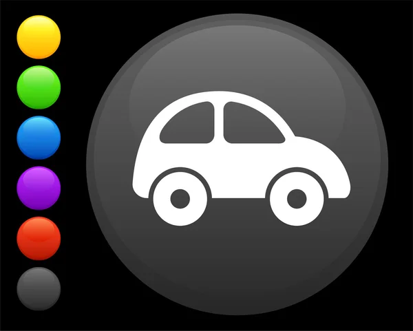 Icône de voiture sur bouton internet rond — Image vectorielle
