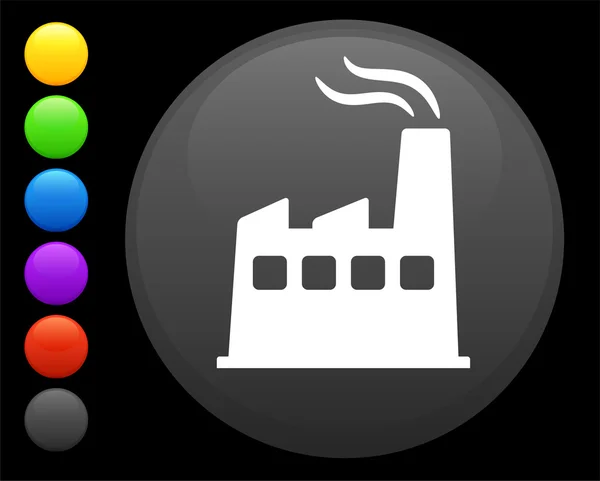 Fabrik-Symbol auf rundem Internet-Knopf — Stockvektor