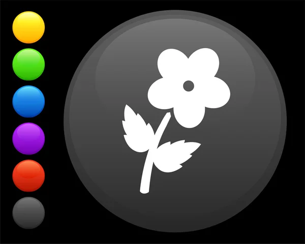 Blume Symbol auf rundem Internet-Knopf — Stockvektor