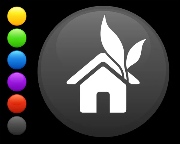 Haus-Symbol auf rundem Internet-Knopf — Stockvektor