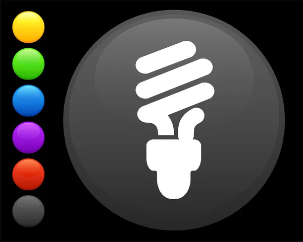 Fluorescent light bulb icon on round internet button — Stock Vector