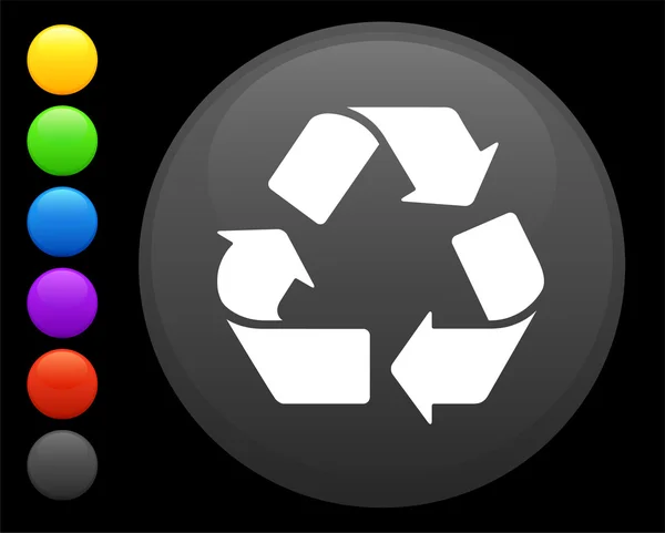 Ανακύκλωσης εικονίδιο στο στρογγυλό κουμπί internet — Διανυσματικό Αρχείο