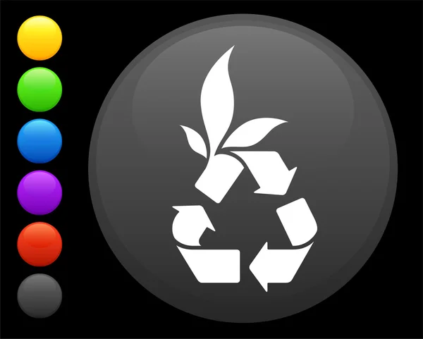 Recycling-Symbol auf rundem Internet-Knopf — Stockvektor