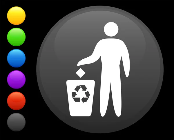 Ícone de reciclagem no botão redondo internet — Vetor de Stock