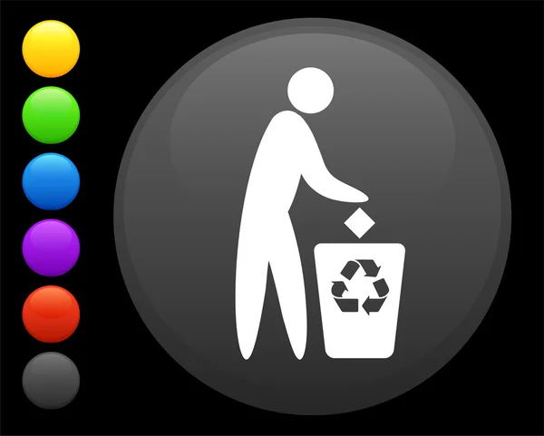Recycler icône sur bouton internet rond — Image vectorielle