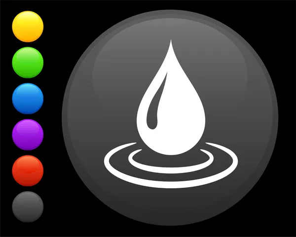 Icono de gota de lluvia en el botón redondo de Internet — Vector de stock
