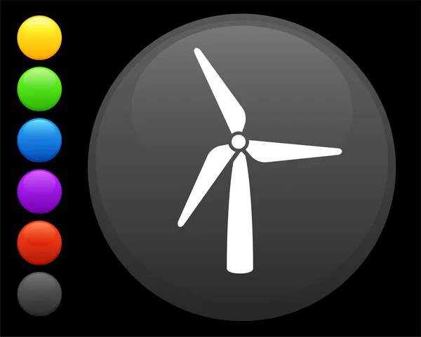 Icono de la turbina eólica en el botón redondo de Internet — Archivo Imágenes Vectoriales