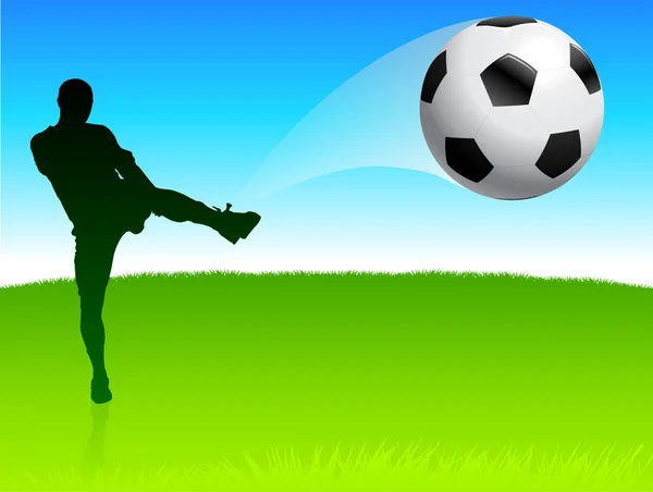 Jugador de fútbol en el fondo del parque natural — Vector de stock