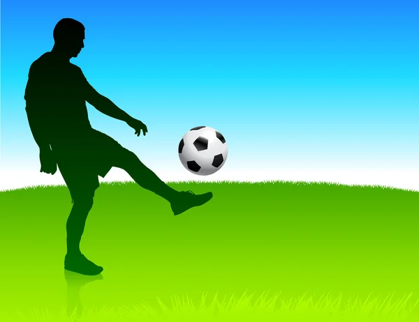 Giocatore di calcio sullo sfondo del parco naturale — Vettoriale Stock