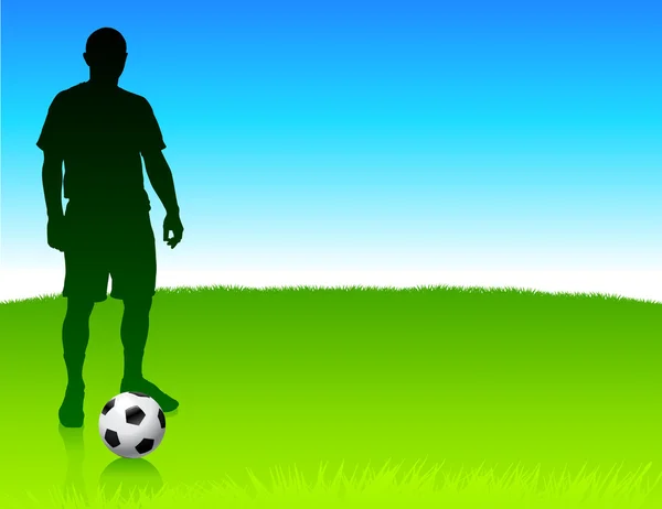 自然公園の背景にサッカーの選手 — ストックベクタ