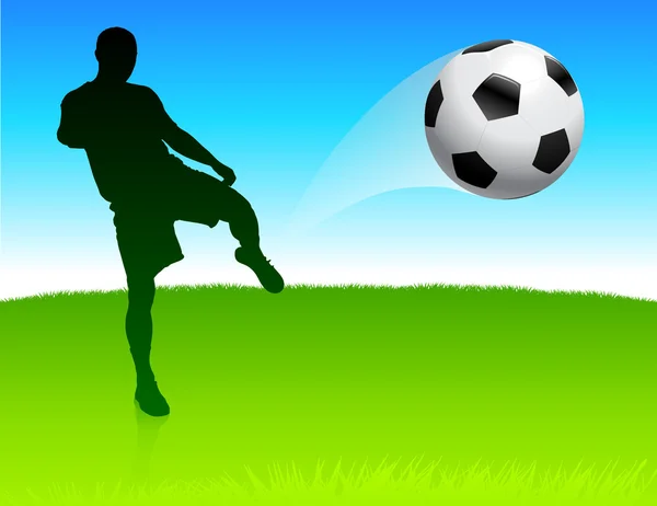 Giocatore di calcio sullo sfondo del parco naturale — Vettoriale Stock