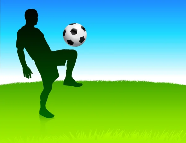 Jugador de fútbol en el fondo del parque natural — Vector de stock