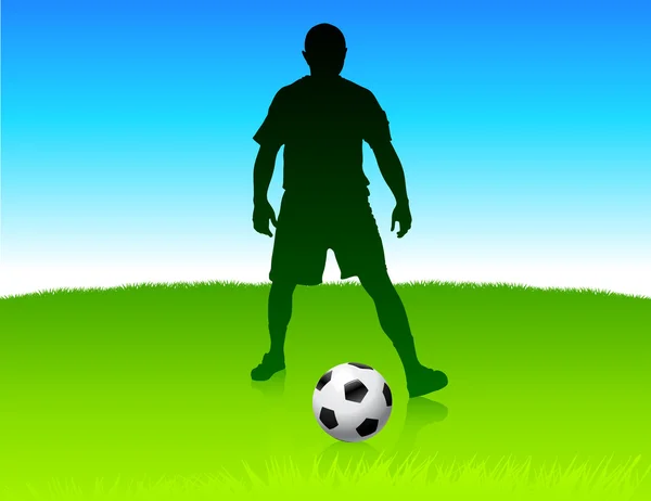 Jugador de fútbol en el fondo del parque natural — Archivo Imágenes Vectoriales
