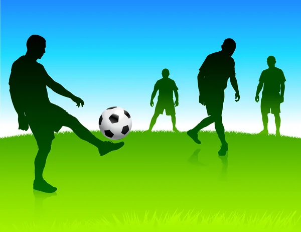 Equipo de fútbol en el fondo del parque natural — Vector de stock