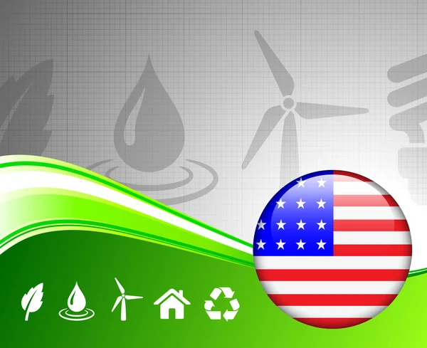 Green environment concept with American Internet Button — Stock Vector