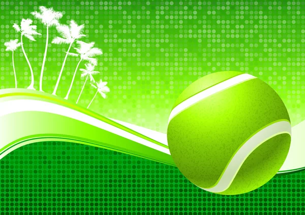 Tennis Ball on Abstract Tropical Background — Stock Vector
