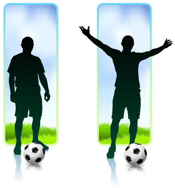 Fußballer mit Naturfahnen — Stockvektor