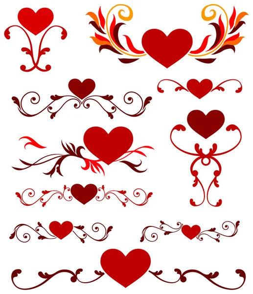 Συλλογή σχεδιασμός ημέρα του Αγίου Βαλεντίνου καρδιά — Διανυσματικό Αρχείο