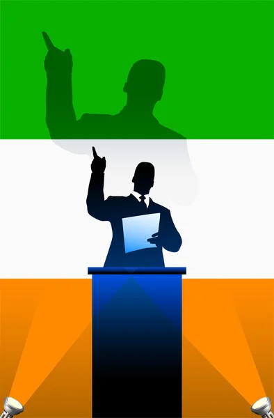Ireland flag with political speaker behind a podium — Stock Vector
