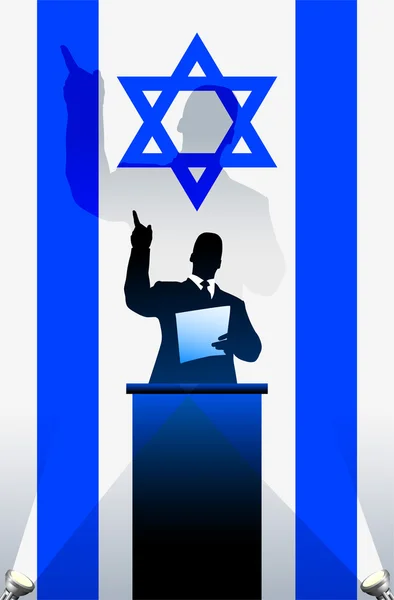 Флаг Израиля с политическим спикером за трибуной — стоковый вектор