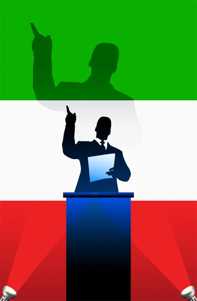 Σημαία της Ιταλίας με πολιτική ομιλητή, πίσω από μια εξέδρα — Διανυσματικό Αρχείο