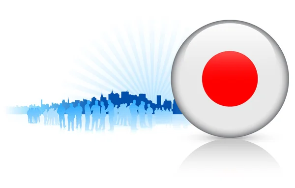 Botão de Internet do Japão com fundo Skyline — Vetor de Stock