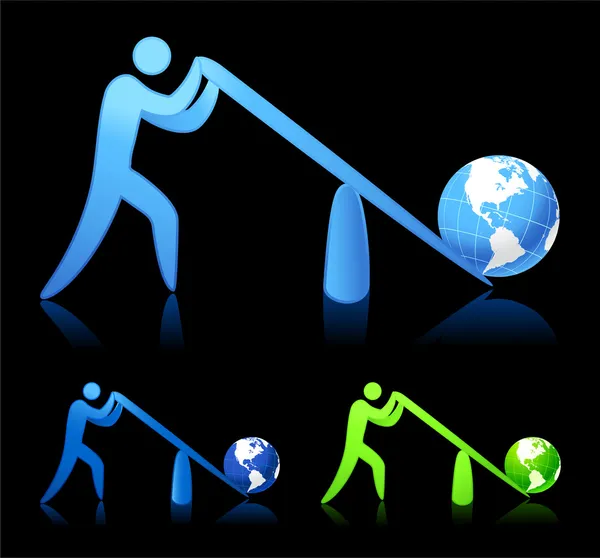 Lifting the world (leverage) — Stock Vector