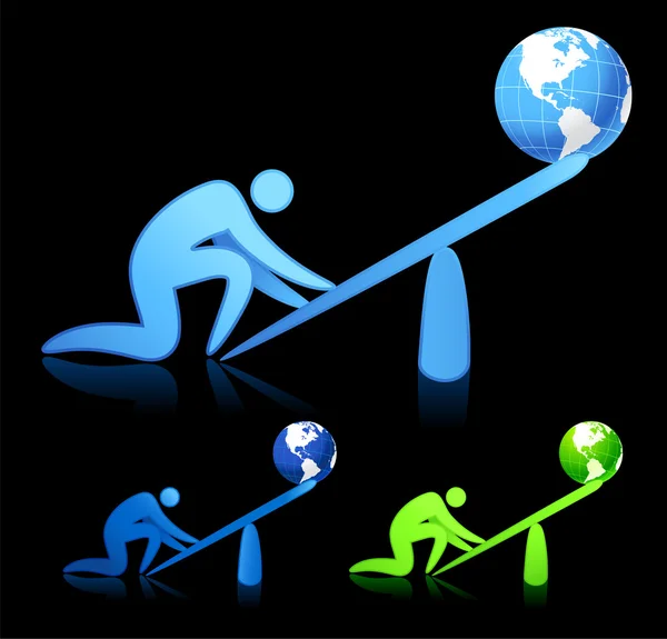 Lifting the world (leverage) — Stock Vector