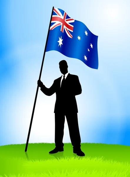 Zakenman leider houden van Australië — Stockvector
