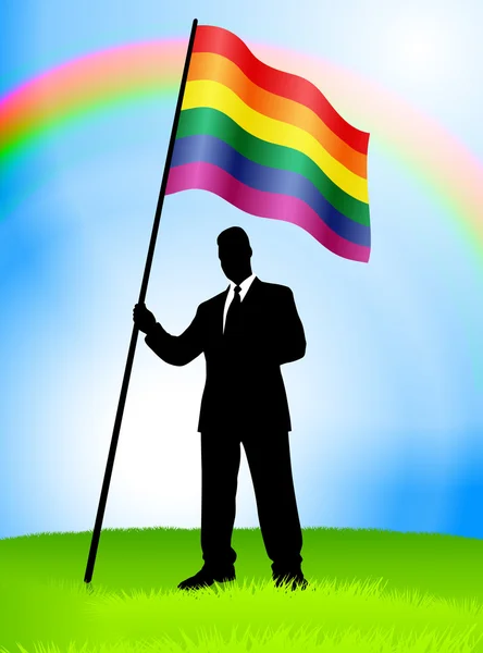 Businessman Leader Holding Gay Flag — Stock Vector