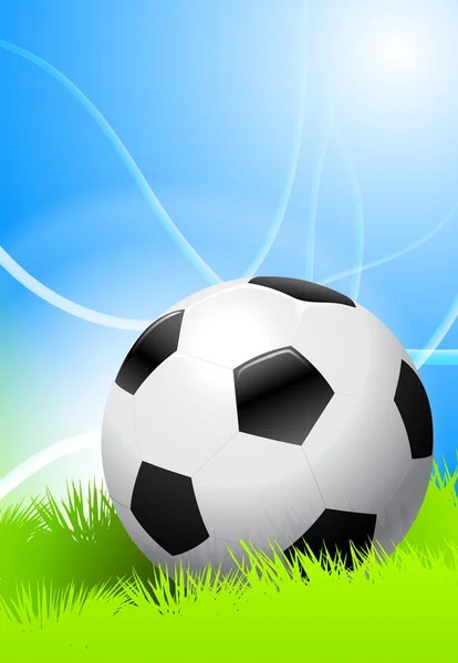 Voetbal op groen veld — Stockvector