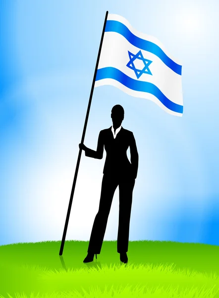 Businesswoman Leader Holding Israel Flag — Stock Vector