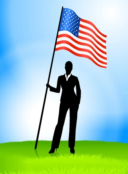 Empresária Líder Segurando Bandeira dos Estados Unidos — Vetor de Stock