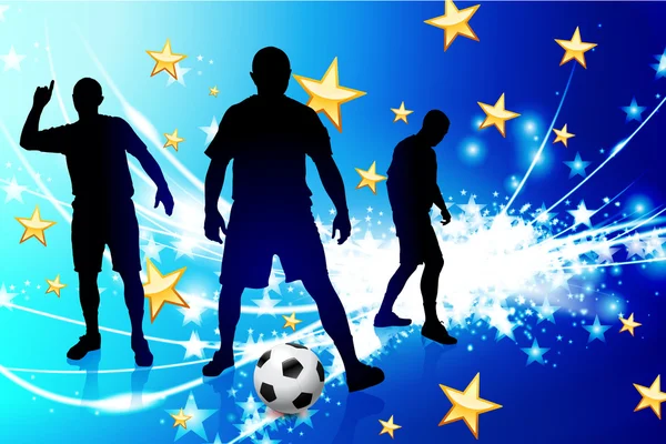 足球运动员在抽象蓝色光背景 — 图库矢量图片