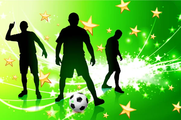 Jogador de futebol no fundo de luz abstrato verde — Vetor de Stock