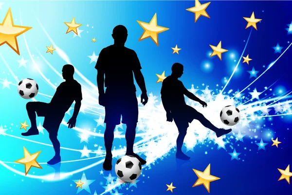 Jogador de futebol no fundo de luz azul abstrato — Vetor de Stock