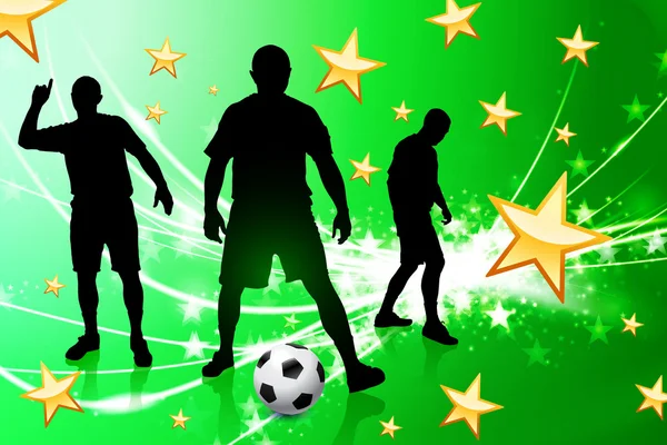 绿色抽象光背景上的足球运动员 — 图库矢量图片